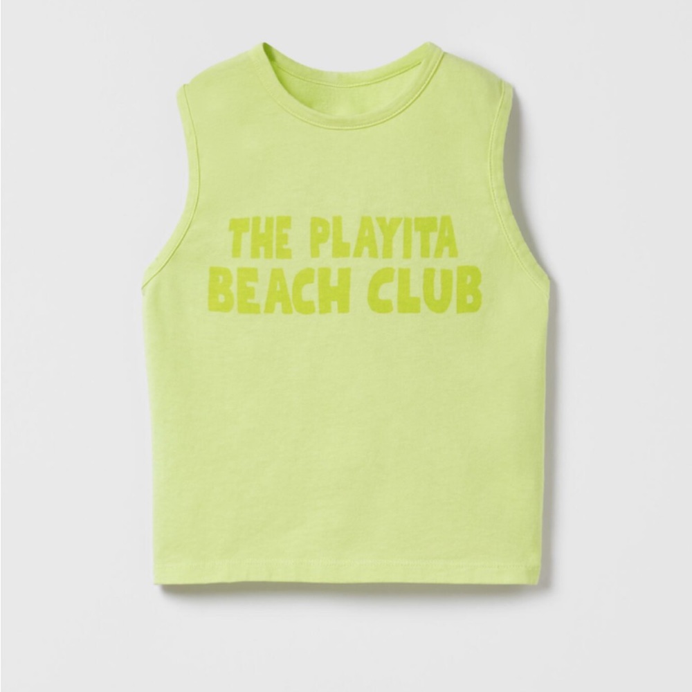 Zara Highlighter Green Boys Muscle Shirt “THE PLAYITA BEACH MOOD”